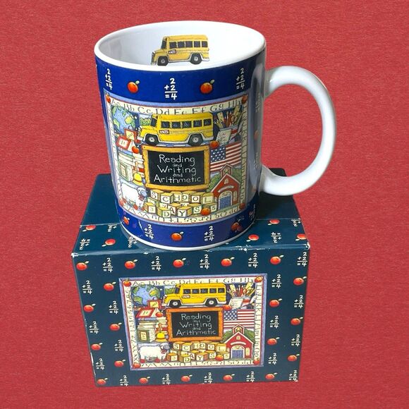 Lang and Wise Susan Winget Ceramic Coffee Cup Mug School Days Flag Vintage 1996 - Picture 1 of 16